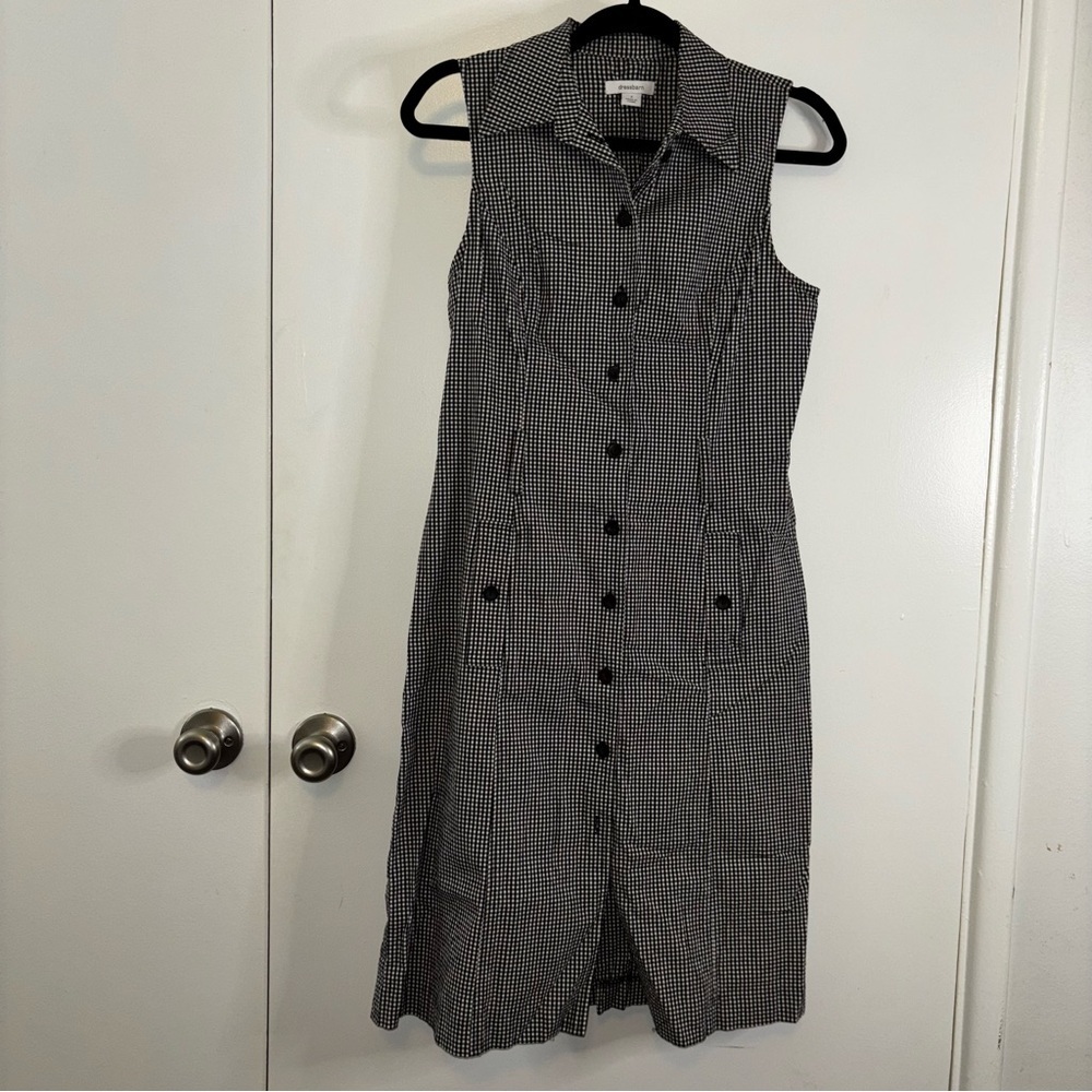 dressbarn Black and White Gingham Print Shift Dress Size 4